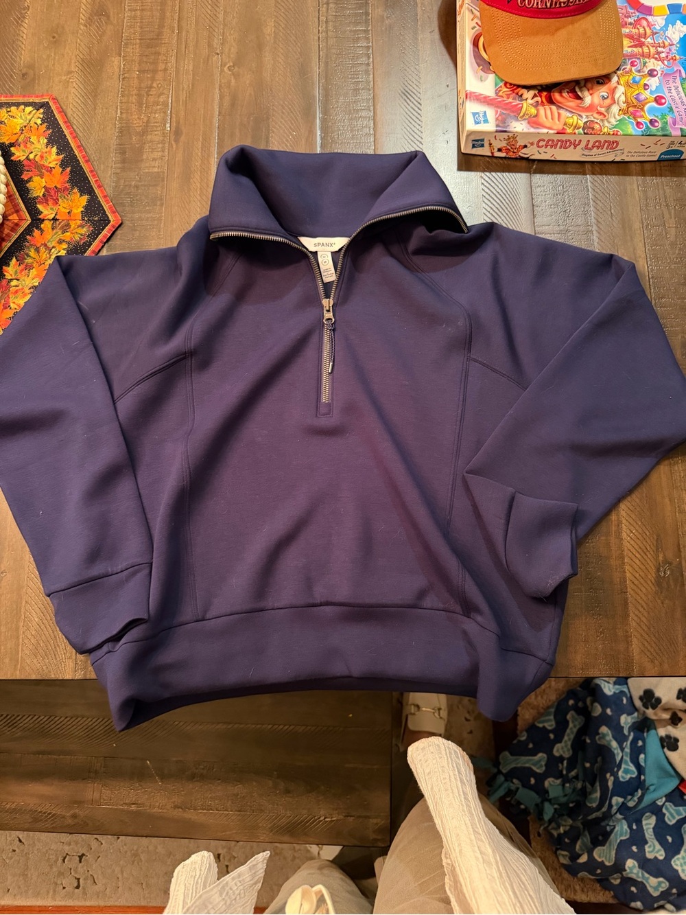 SPANX Women's Half-Zip Pullover Sweatshirt - Navy